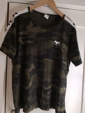 PINK Victoria's Secret Olive Green Camo Top